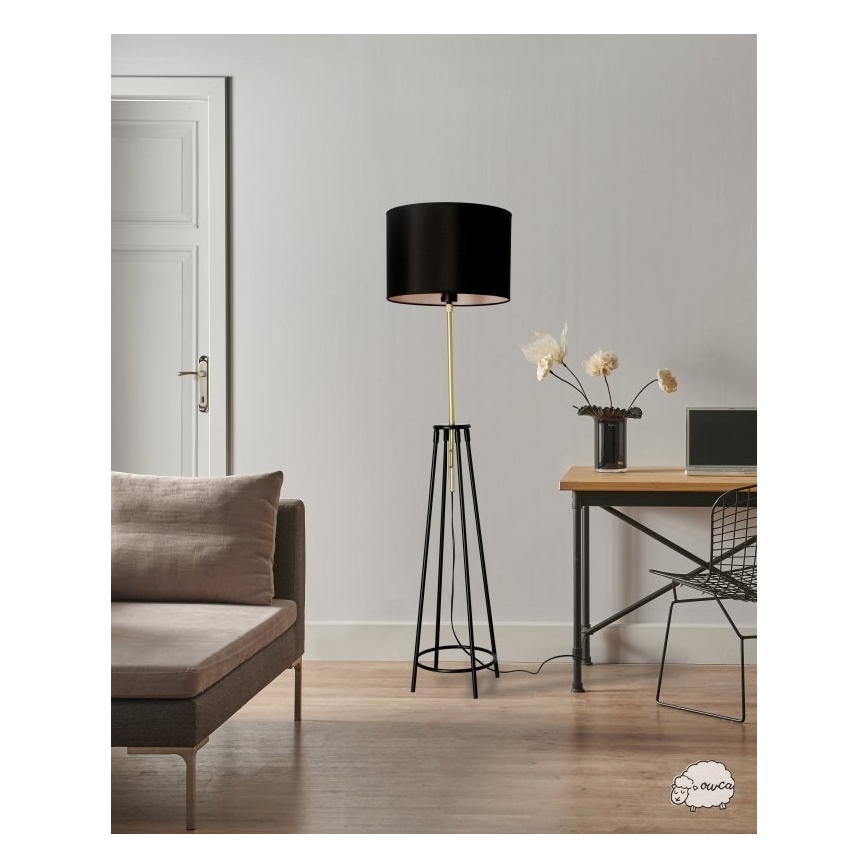 Staande lamp TEGOLA 1xE27/60W/230V zwart/gouden
