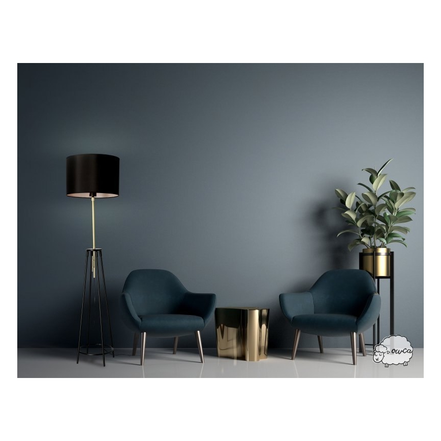 Staande lamp TEGOLA 1xE27/60W/230V zwart/gouden