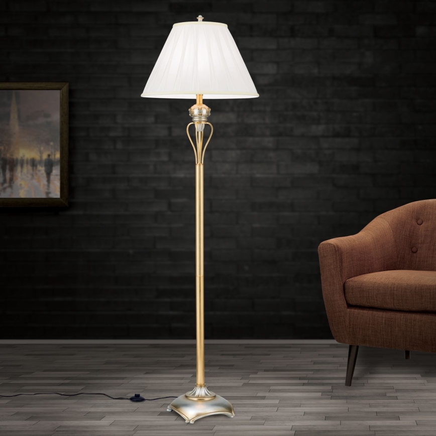 Staande Lamp TIZIA 1xE27/60W/230V wit/goud/patina