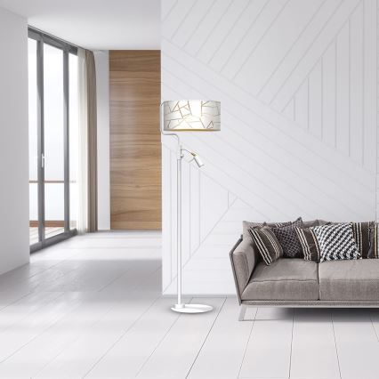 Staande lamp ZIGGY 1xE27/40W/230V + 1xGU10/MR11/7W wit/goud