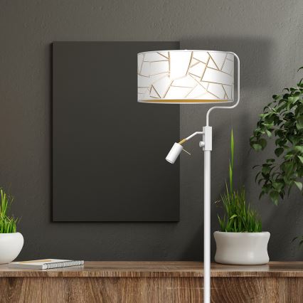 Staande lamp ZIGGY 1xE27/40W/230V + 1xGU10/MR11/7W wit/goud