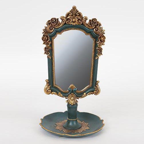 Staande spiegel 27,2x15,3 cm groen/goud