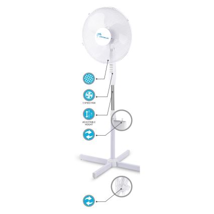 Staande Ventilator 42W/230V d. 40 cm wit