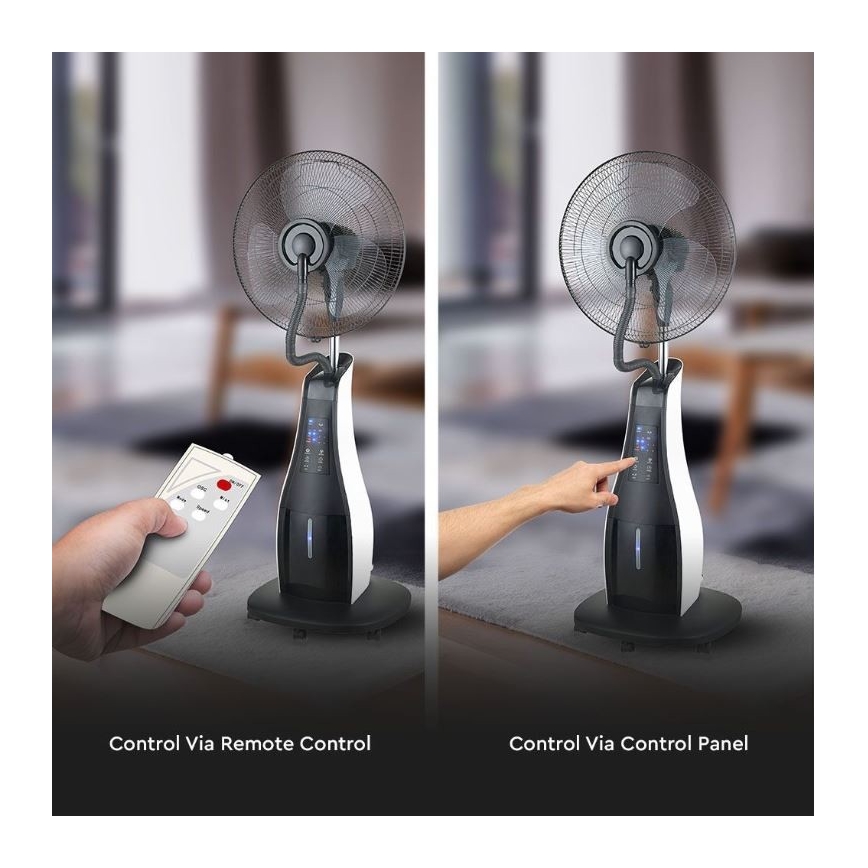 Staande Ventilator met Spray 80W/230V zwart + afstandsbediening