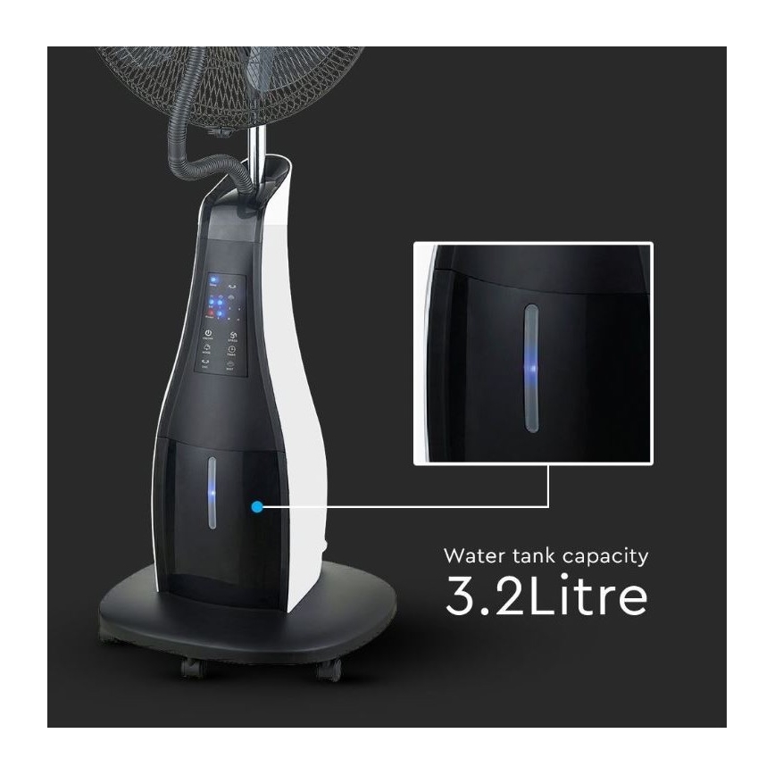 Staande Ventilator met Spray 80W/230V zwart + afstandsbediening