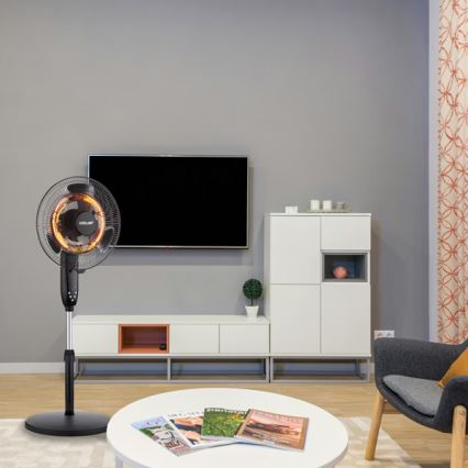Staande ventilator met verwarming 35W/2000W/230V Ø 40 cm zwart