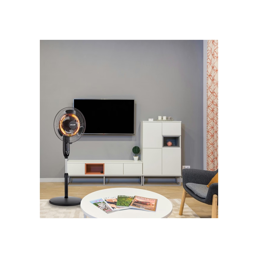 Staande ventilator met verwarming 35W/2000W/230V Ø 40 cm zwart
