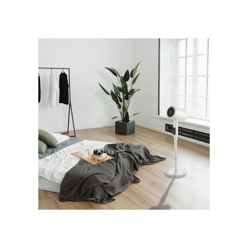 Staande ventilator met verwarming 50W/2200W/230V Ø 20 cm wit