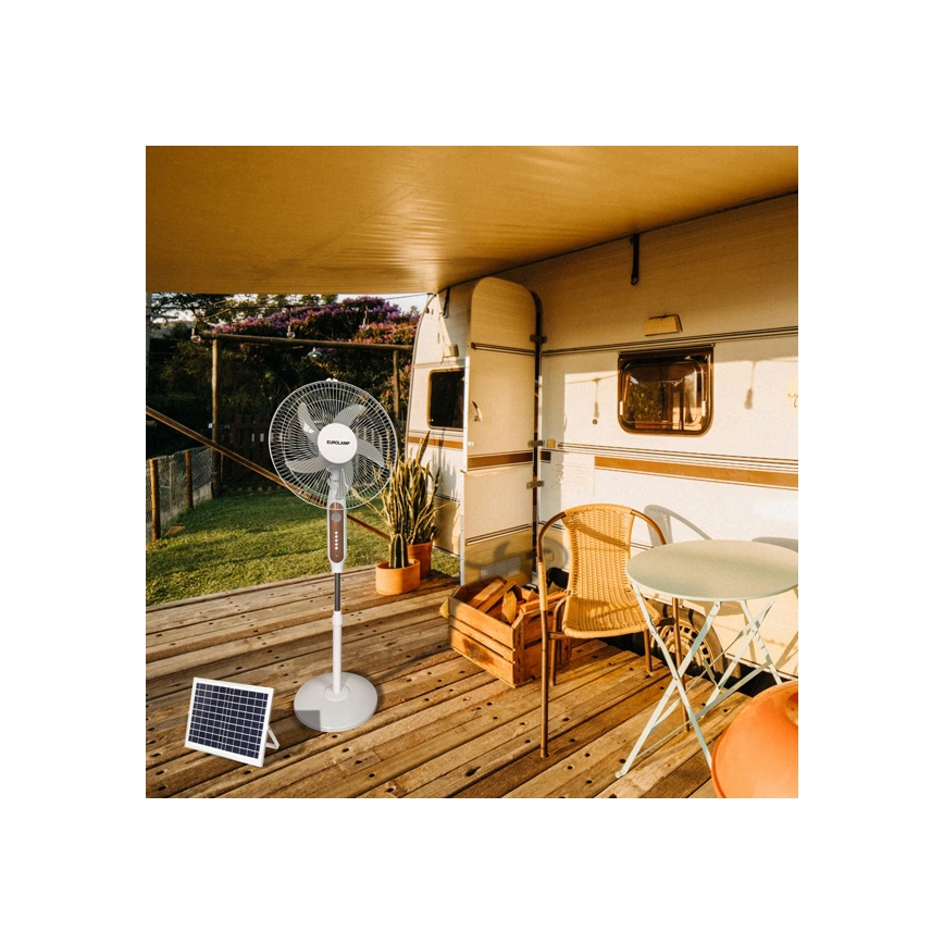 Staande ventilator op zonne-energie 15W/4V/230V Ø 45 cm wit