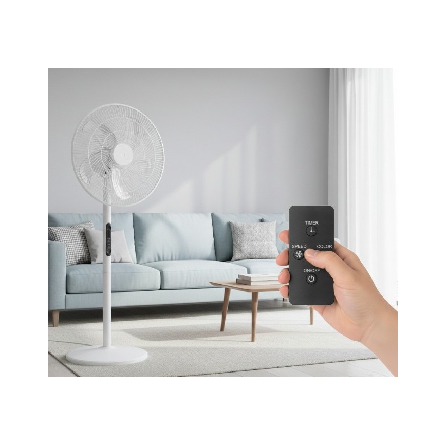 Staande ventilator VIENTO-R 40W/230V wit + afstandsbediening