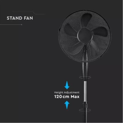 Staande ventilator Ø 43 cm, 55 W/230 V, zwart