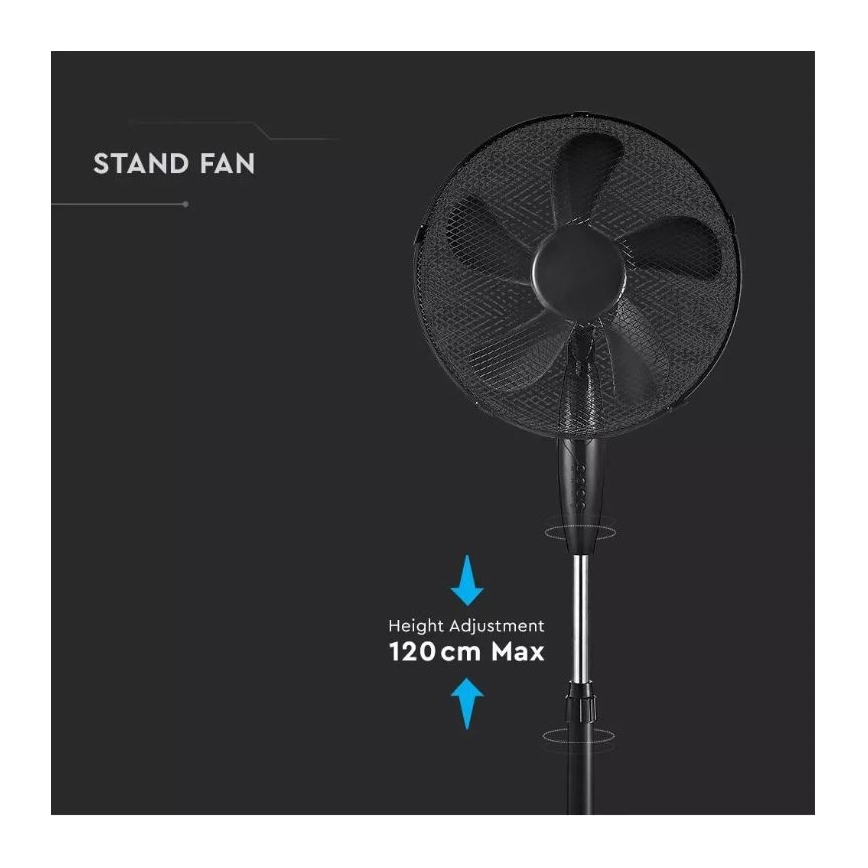 Staande ventilator Ø 43 cm, 55 W/230 V, zwart