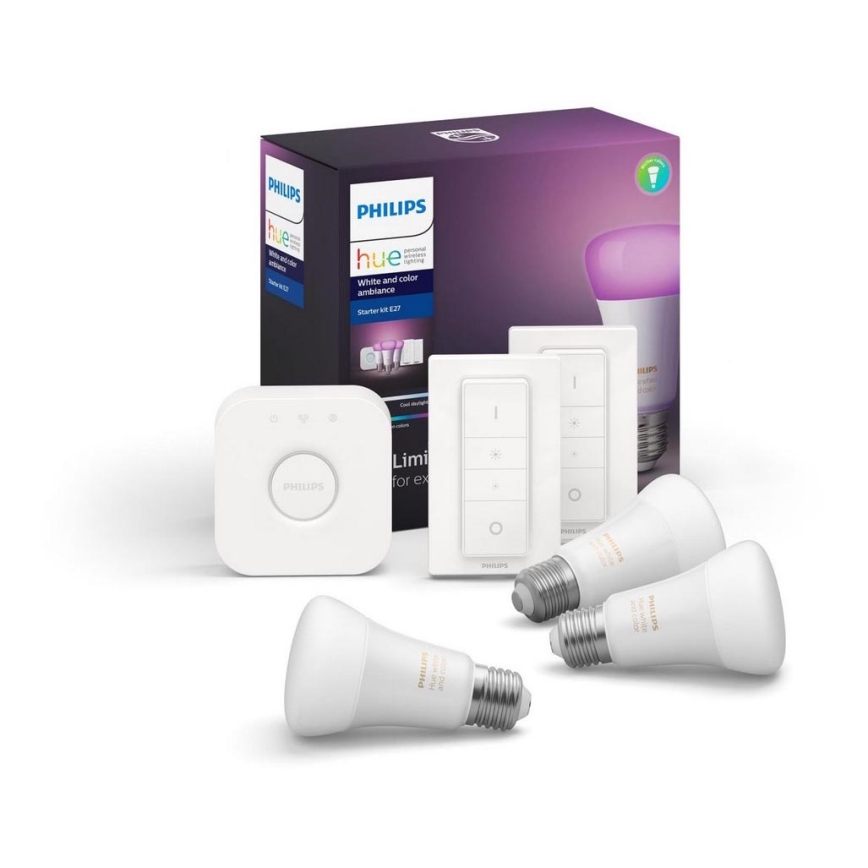 Starter kit Philips Hue WHITE AND COLOR AMBIANCE 3xE27/9W/230V