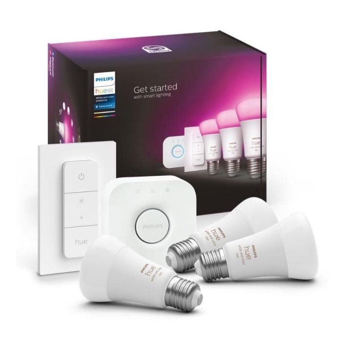 Starter Pakket Philips Hue WHITE AND COLOR AMBIANCE 3xE27/9W 2000-6500K + verbindingsapparaat