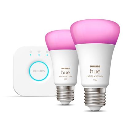Startpakket Philips Hue WHITE AND COLOR AMBIANCE 2xE27/9W/230V 2000-6500K + Hue Bridge