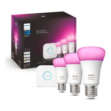 Starterset Philips Hue WHITE AND COLOR AMBIANCE 3xE27/9W/230V 2000-6500K + Hue Bridge