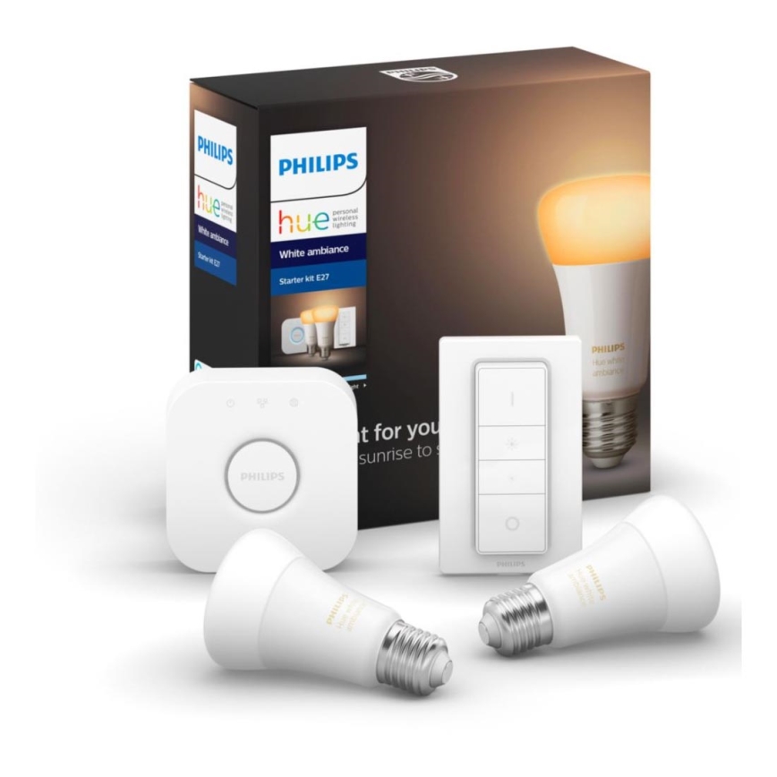 Starterspakket met bridge Philips Hue WHITE AMBIANCE 2xE27/8.5W/230V