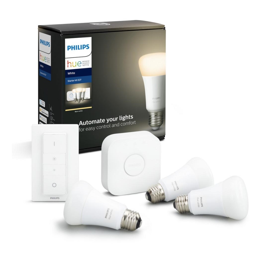 Starterspakket Philips Hue STARTER KIT WHITE STARTER KIT 3xE27/9W + Bridge