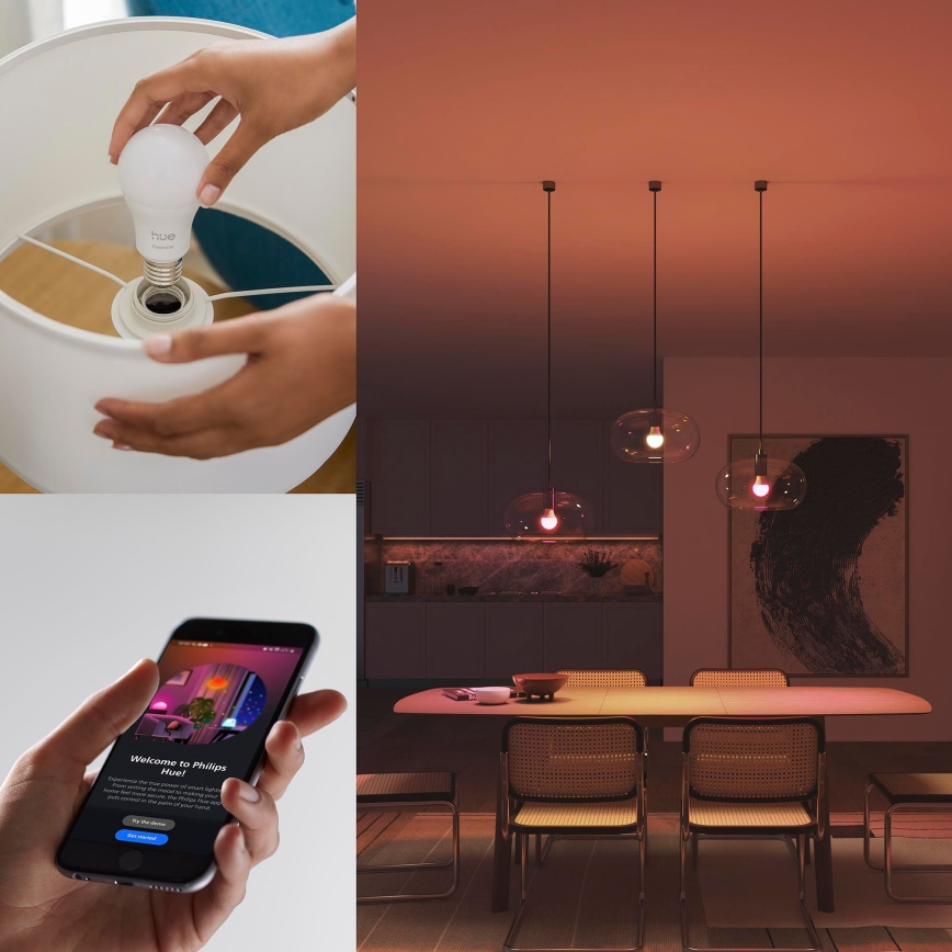Startpakket Philips Hue White And Color Ambiance Essential 2xE27/8W/230V 2200-6500K + verbindingsapparaat