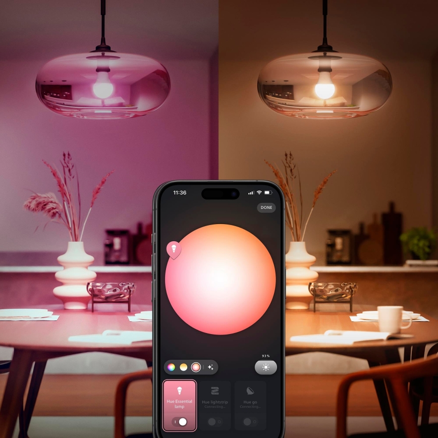 Startpakket Philips Hue White And Color Ambiance Essential 2xE27/8W/230V 2200-6500K + verbindingsapparaat