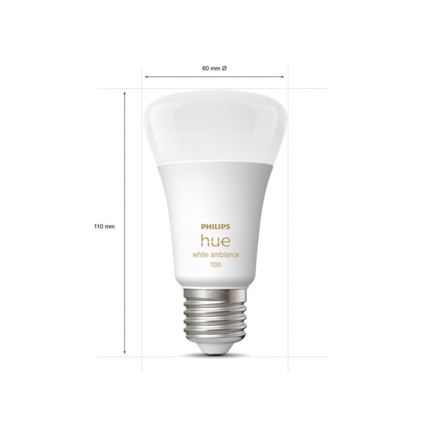 Philips Hue White Ambiance startset 3xE27/11W 2200-6500K + Hue Bridge en dimmerschakelaar