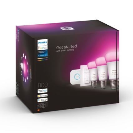 Basisset Philips Hue WHITE AND COLOR AMBIANCE 3xE27/9W 2000-6500K + Hue Bridge en dimmerschakelaar