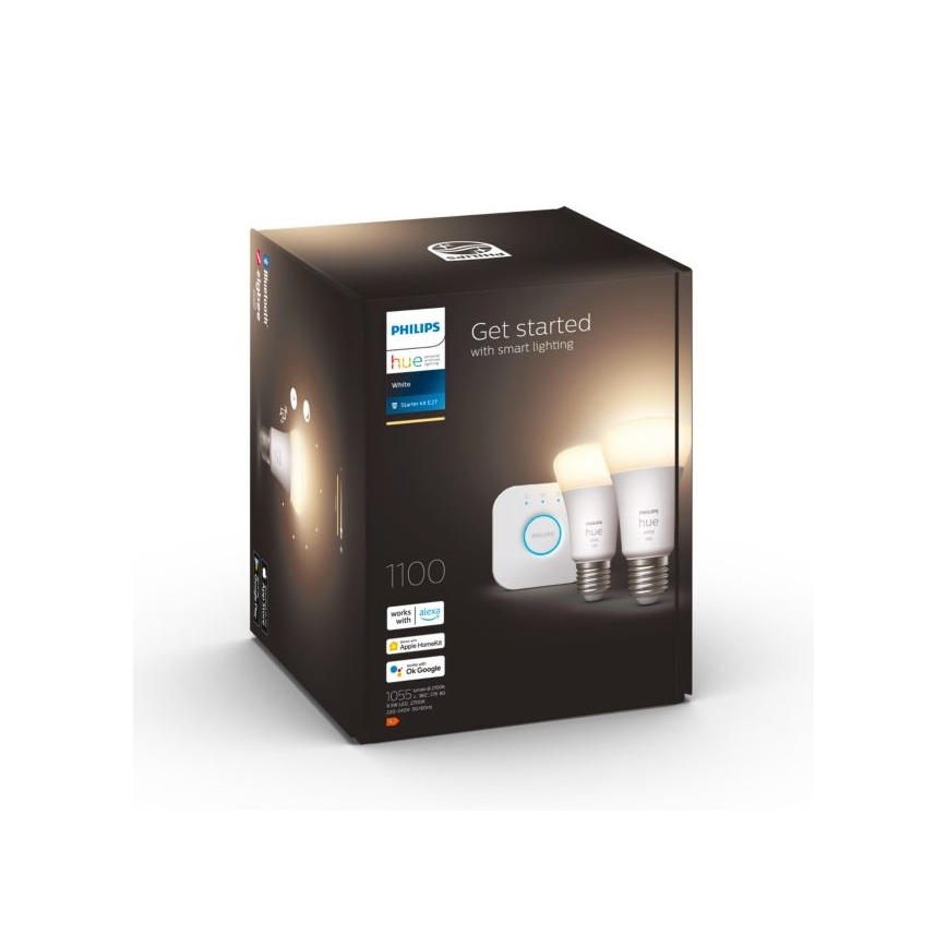 Startset Philips Hue WHITE 2xE27/9,5W 2700K + Hue bridge