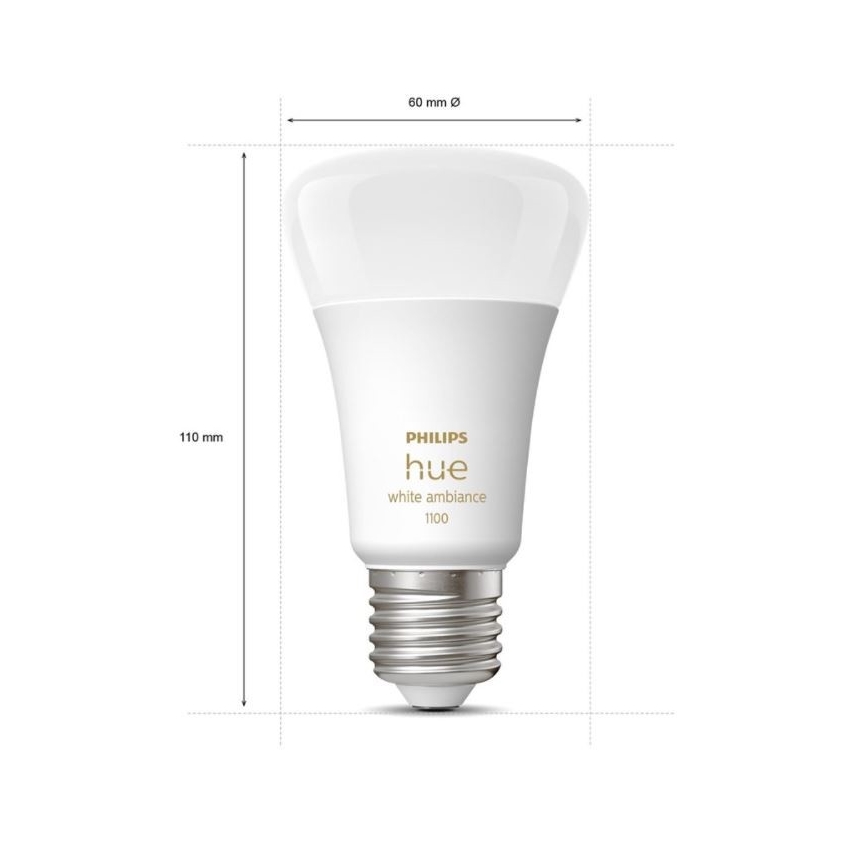 Philips Hue White Ambiance starterset 2x E27/8W/230V + Hue Bridge en dimmer switch