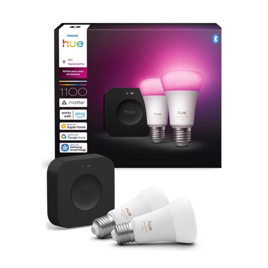 Startset Philips Hue WHITE AND COLOR AMBIANCE 2xE27/8,1W 1000-20000K  + verbindingsapparaat