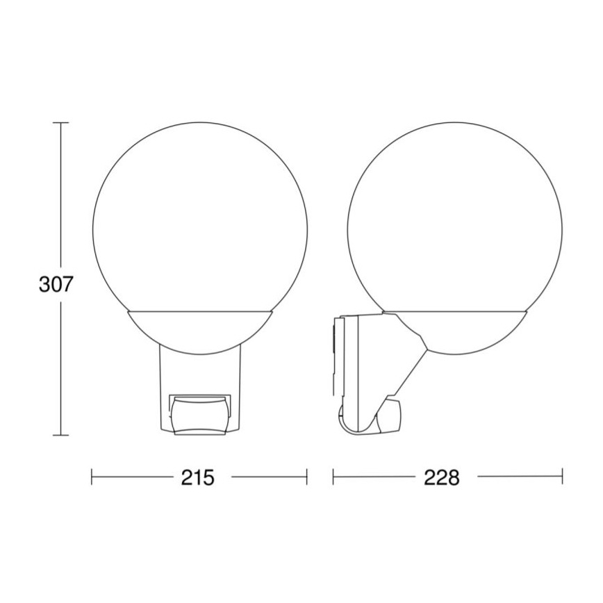 STEINEL 005535 - Zwarte Wandlamp met sensor voor buiten L585S 1xE27/60W IP44