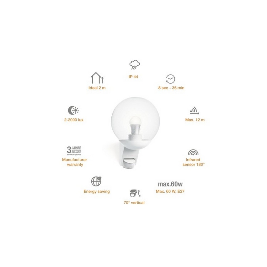 STEINEL 005917 - Wandlamp met sensor voor buiten L585S 1xE27/60W IP44 wit