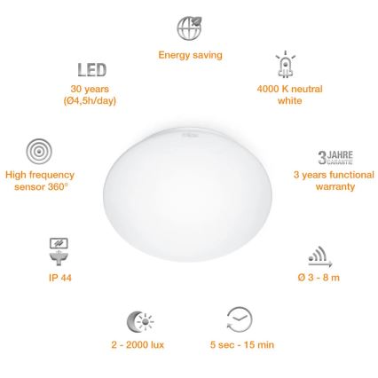 STEINEL 008383 - LED Badkamerlamp met sensor RS16LED LED/9,5W/230V IP44