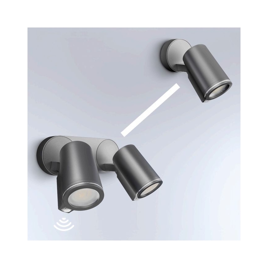 STEINEL 058654 - LED Lamp met sensor voor buiten SPOT DUO 2xGU10/7,5W/230V IP44