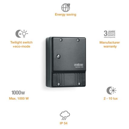 STEINEL 550318 - Schemerschakelaar NightMatic 2000 zwart IP54