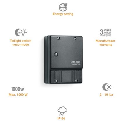 STEINEL 550318 - Schemerschakelaar NightMatic 2000 zwart IP54