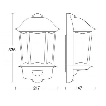 Steinel 644413 - Wandlamp voor buiten met bewegingssensor L 190 S 1xE27/100W/230V IP44