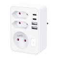 Stekkerdoos 1x16A+2x 2,5A met 2xUSB A+C lader, wit