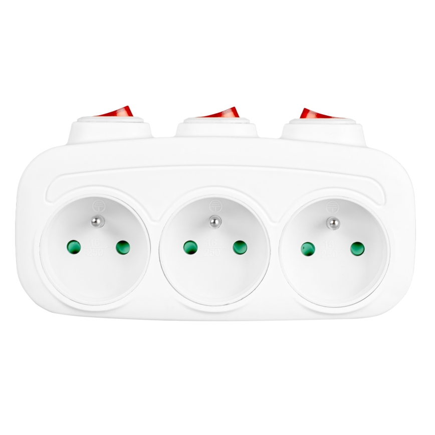 Stekkerdoos met 3 schakelaars