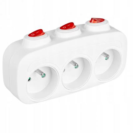 Stekkerdoos met 3 schakelaars