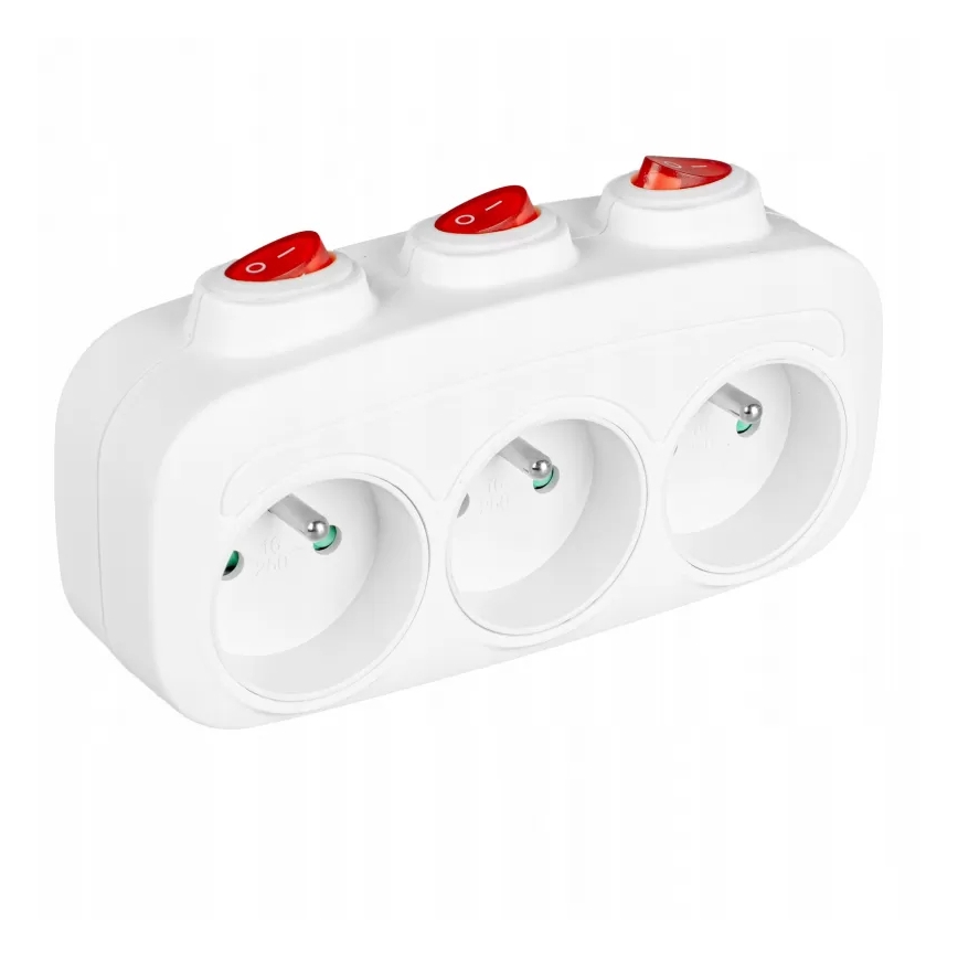 Stekkerdoos met 3 schakelaars
