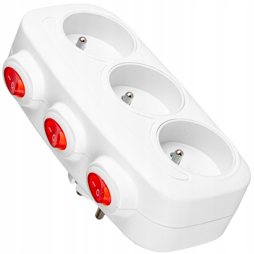 Stekkerdoos met 3 schakelaars