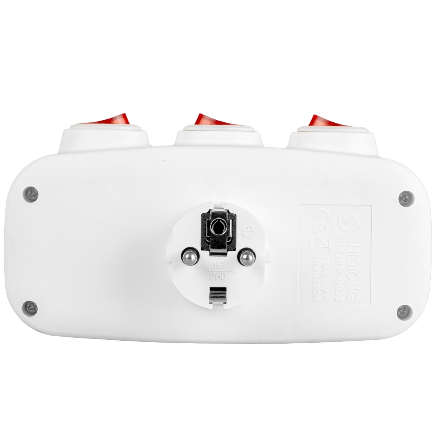 Stekkerdoos met 3 schakelaars