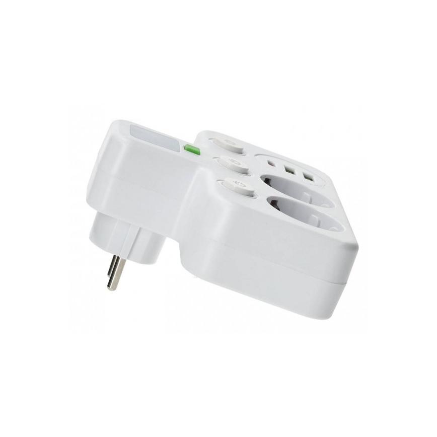 Stekkerdoos met schakelaar en LED-verlichting LINEA PRO 2Z + 3xUSB A/C SCHUKO 4000K wit
