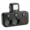 Stekkerdoos met schakelaar en LED-verlichting LINEA PRO 2Z + 3xUSB A/C SCHUKO 4000K zwart