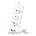 Stekkerdoos met schakelaar LINEA PRO 3x230V+ 3xUSB-A + 1xUSB-C SCHUKO 1,5 m wit