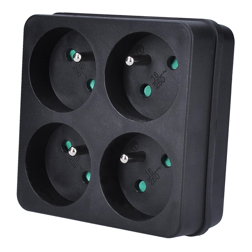 Stekkerdoos splitter 4x 10A zwart