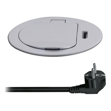 Stekkerdoos voor tafelblad 1x230V + USB-C Power Delivery zilver/zwart