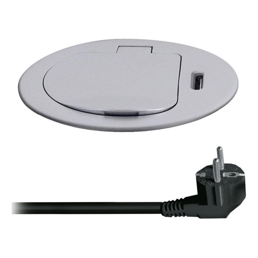Stekkerdoos voor tafelblad 1x230V + USB-C Power Delivery zilver/zwart