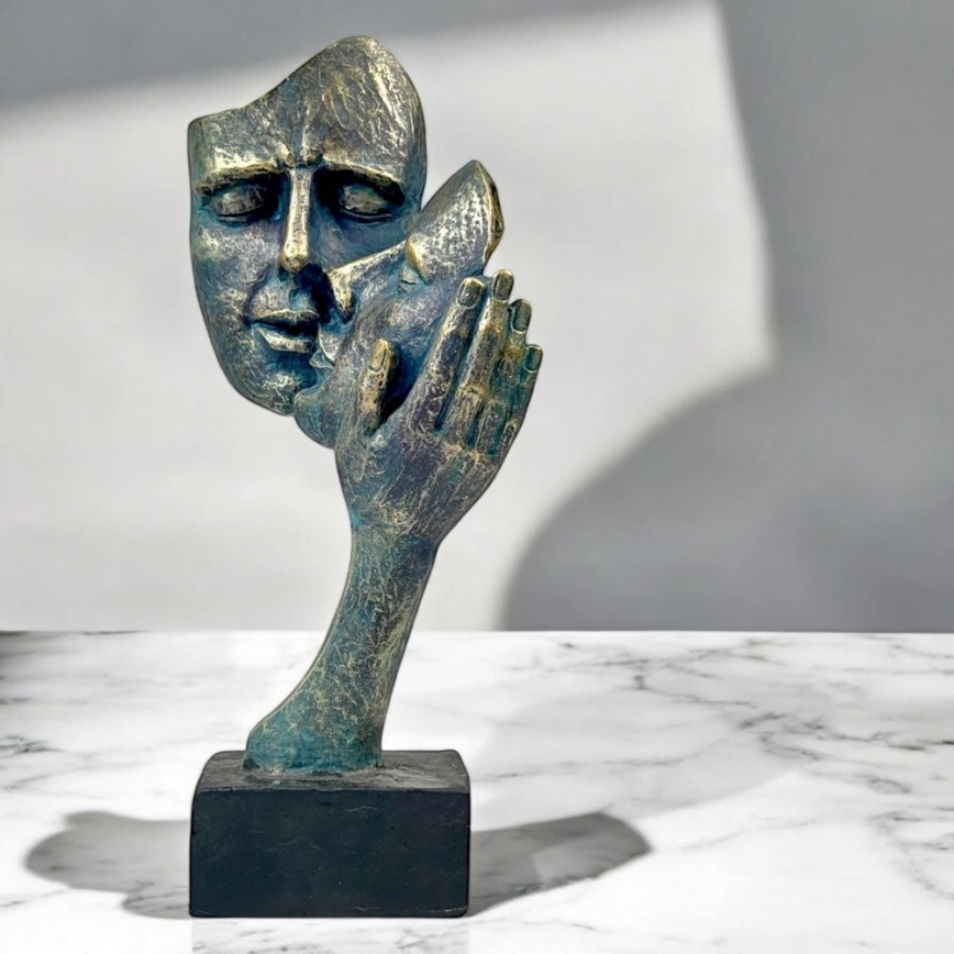 Stijlvolle tafeldecoratie 35x22x13 cm in hars met patina