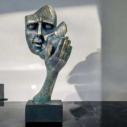 Stijlvolle tafeldecoratie 35x22x13 cm in hars met patina